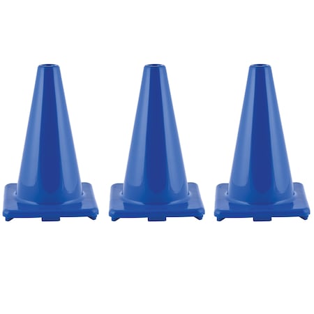Champion Sports High Visibility Flexible Vinyl Cone, 12in, Royal Blue, PK3 C12BL